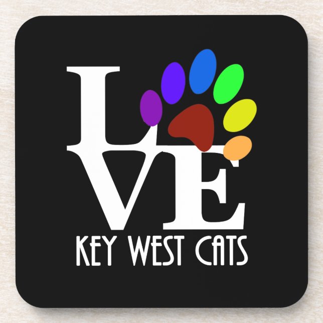 Posavasos LOVE Key West Cats (texto blanco) (Frente)