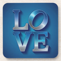 LOVE Poster Blue Silver Square