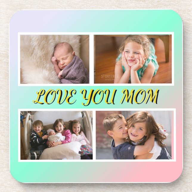 Posavasos Love You Mom 4-Photo Pastel Memory (Frente)