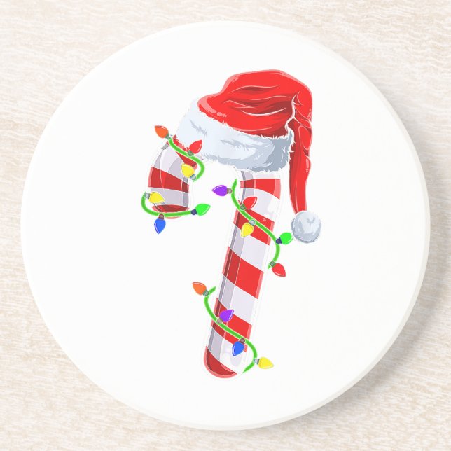 Posavasos Luces de Navidad de la tripulación de bastón de ca (Frente)