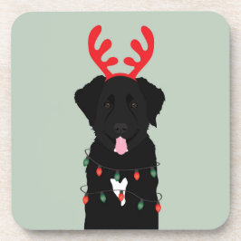 Posavasos Luces de Navidades de renos de perro negro