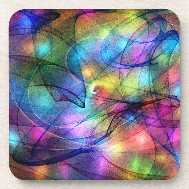 Posavasos luces que brillan intensamente del arco iris (Frente)