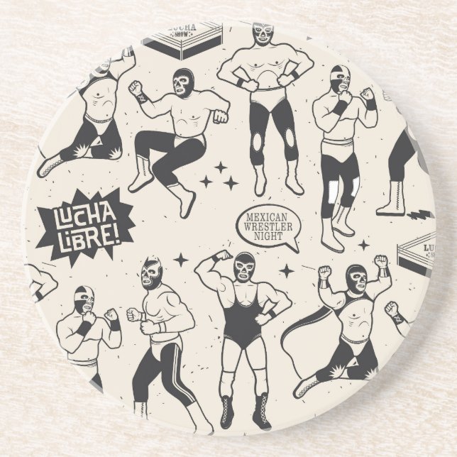 Posavasos Lucha libre: patrón de lucha mexicana (Frente)