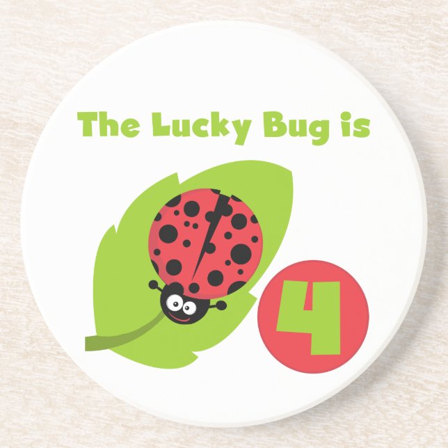 Posavasos Lucky Bug 4º Camisetas de cumpleaños y regalos (Frente)