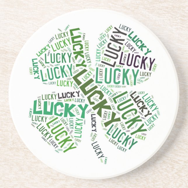 Posavasos Lucky Clover Word Art (Frente)