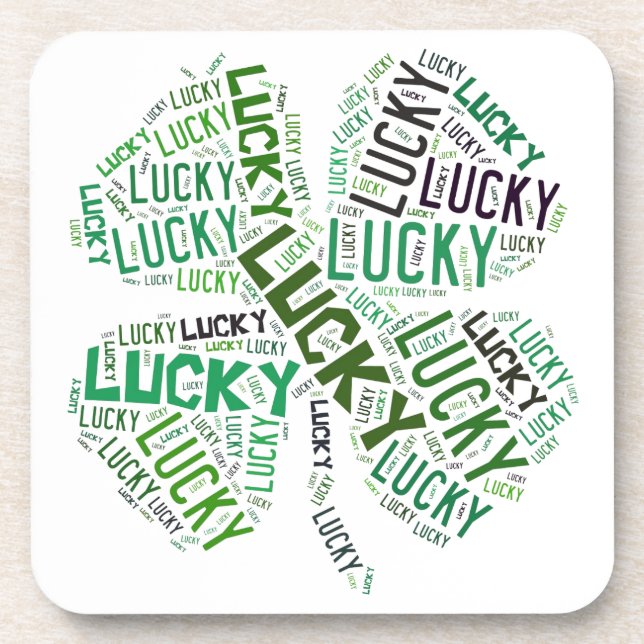 Posavasos Lucky Clover Word Art Cork Coasters (Frente)