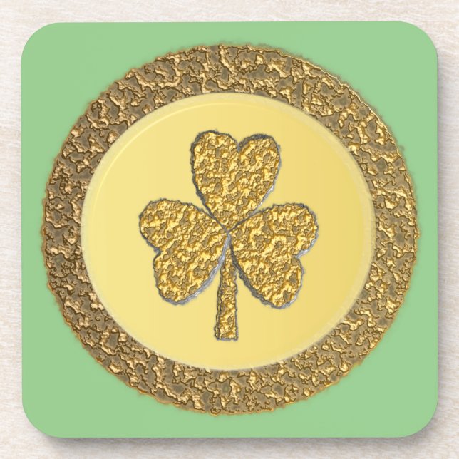 Posavasos Lucky Irish Shamrock Gold Coin (Frente)