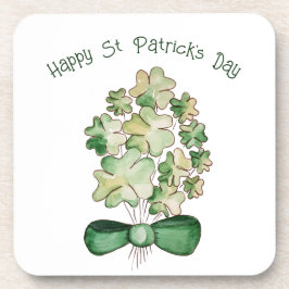 Posavasos Lucky Shamrock Clover Watercolor Art