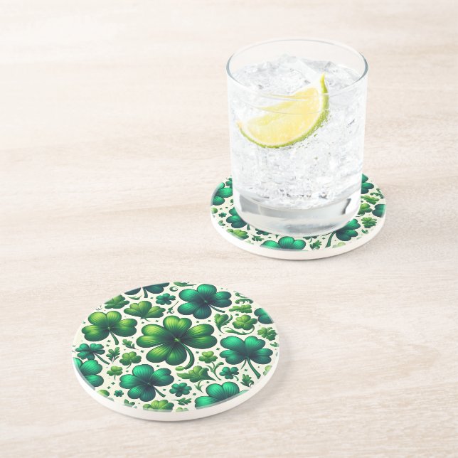 Posavasos Lucky Shamrock Coaster de Día de San Patricio de A (Lado)