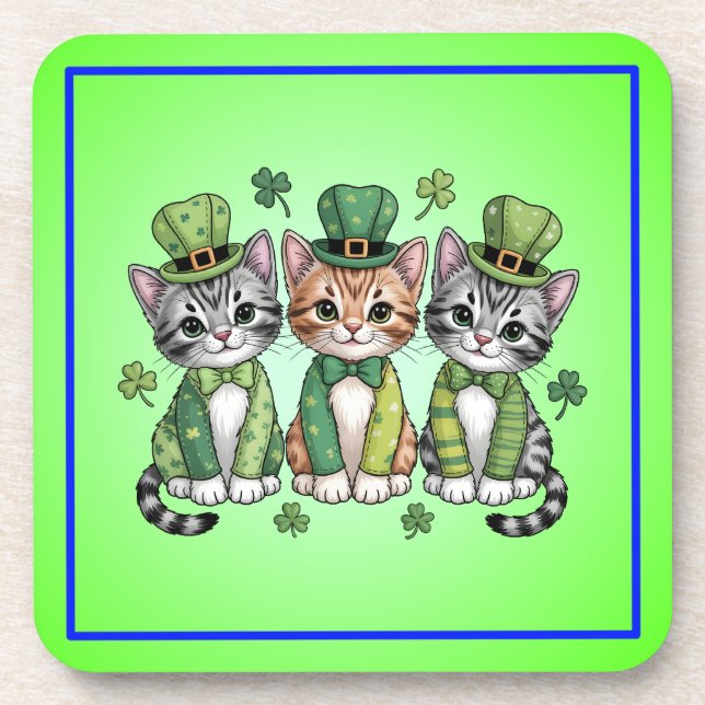 Posavasos Lucky St. Patrick’s Day Kittens-47474 (Frente)