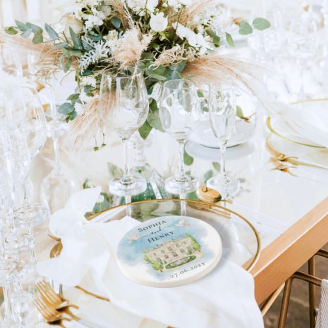 Posavasos Lugar elegante | palomas florales Boda Lujo (Subido por el creador)