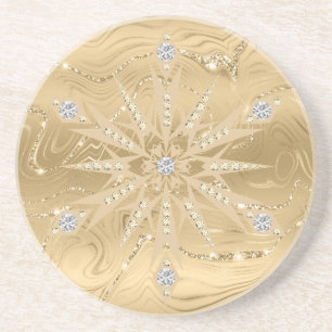 Posavasos Lujo Copo de Nieve Diamante Brillante en Oro