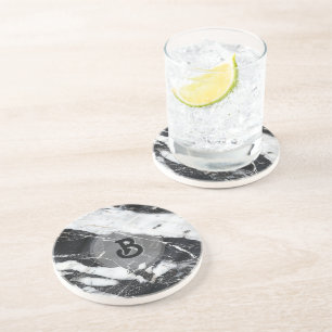 Posavasos Lujo Mármol Blanco Y Negro Personalizado