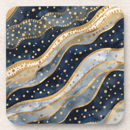Posavasos Lujo, moderno, patrón azul dorado