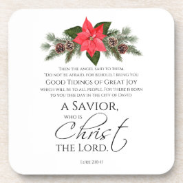 Posavasos Luke 2:10-11 Navidades de Poinsettia patrón sin pr