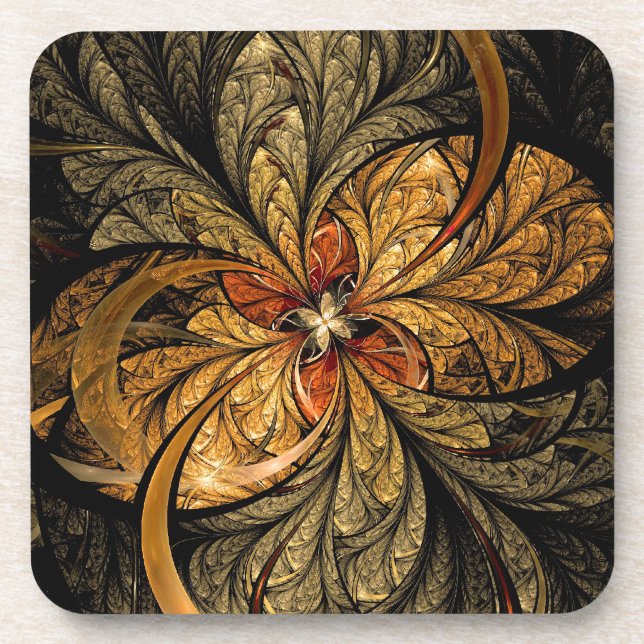 Posavasos Luminoso deja el arte fractal (Frente)