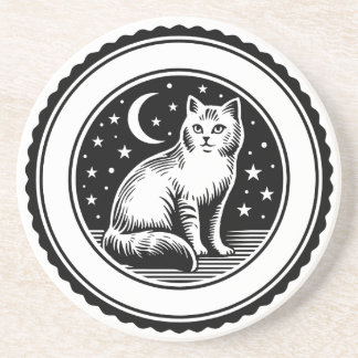 Posavasos Luna de gato y estrellas