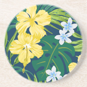 Posavasos Luna Hibiscus Garden Hawaiian - Amarillo y Marina