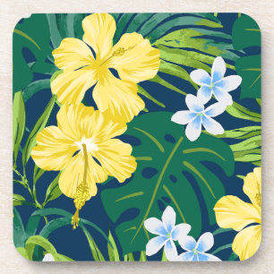 Posavasos Luna Hibiscus Garden Hawaiian - Amarillo y Marina