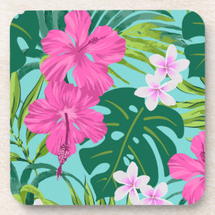 Posavasos Luna Hibiscus Garden Hawaiian - Rosa y Turq