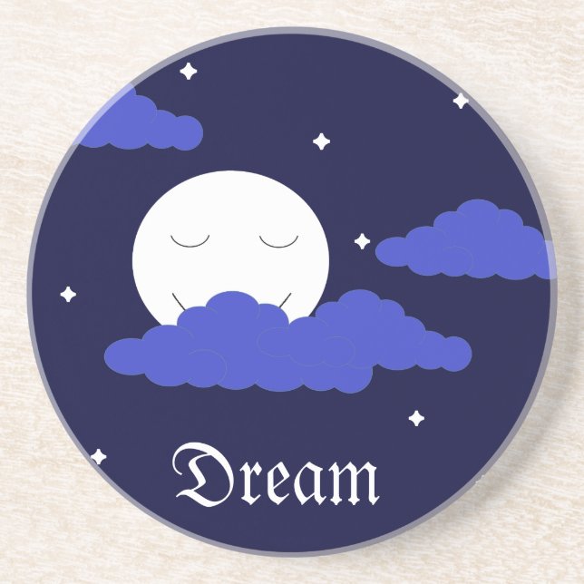 Posavasos Luna llena a la medianoche y estrellas (Frente)