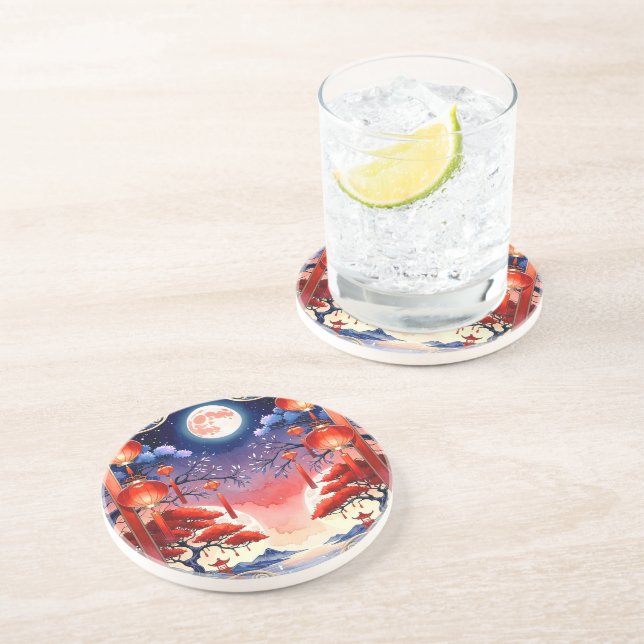 Posavasos Luna llena brillante (Lado)