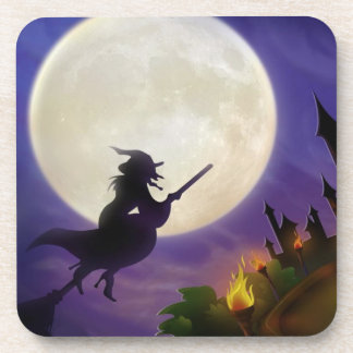 Posavasos Luna llena de bruja de Halloween