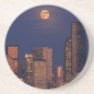 Posavasos Luna Llena que sube sobre el horizonte céntrico d