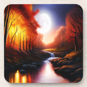 Posavasos Luna llena sobre el arroyo