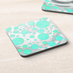 Posavasos Lunares azules acuáticos de menta helada