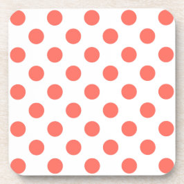 Posavasos Lunares de coral vivo sobre blanco