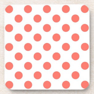 Posavasos Lunares de coral vivo sobre blanco