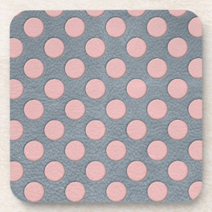 Posavasos Lunares rosados sobre estampado de cuero gris