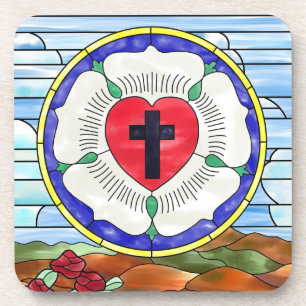Posavasos Luther Rosa ventana de vidrio templado