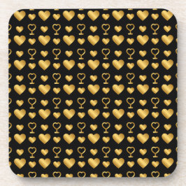 Posavasos Luxury Black Gold Foil Hearts 