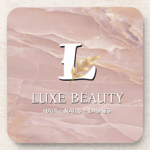 Posavasos Luxury Blush Pink Marble Beauty Salon Logo