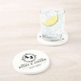 Posavasos Luxury Elegant Monogram with Initials white