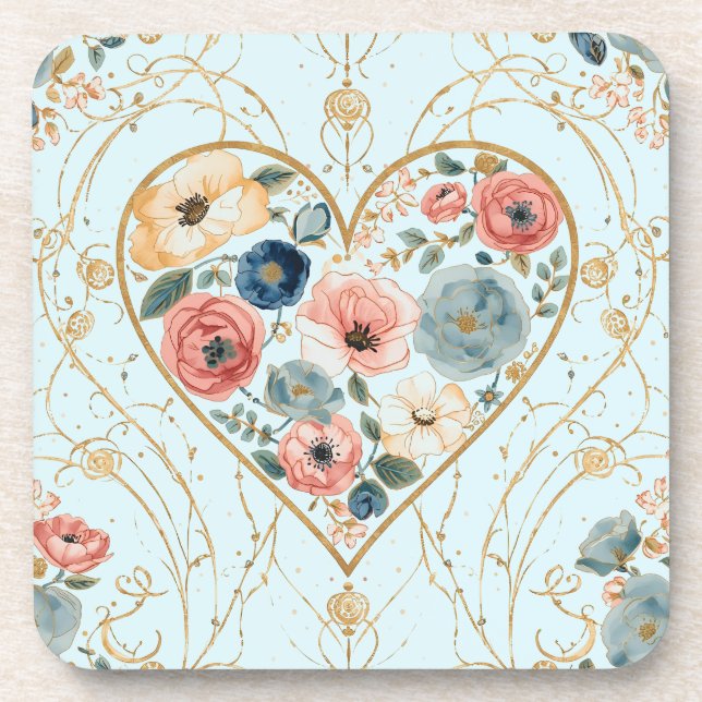 Posavasos Luxury, Valentine's Day, Flowers of My Heart (Frente)