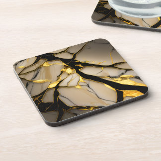 Posavasos Luxury White & Gold Marble Coaster – Elegant Aesth