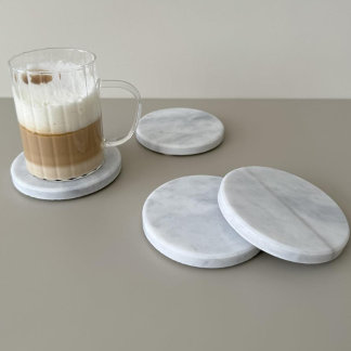 Posavasos Luxury White & Gold Marble Coaster – Elegant Aesth