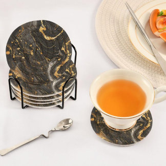 Posavasos Luxury White & Gold Marble Coaster – Elegant Aesth