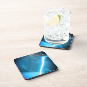 Posavasos Luz blanca fría azul sobre el vidrio
