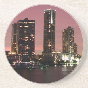 Posavasos Luz de la puesta del sol sobre Miami después de