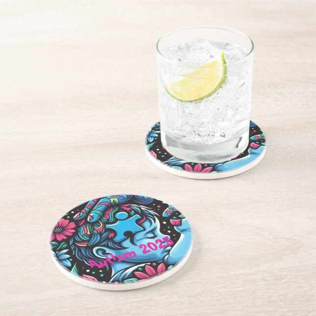 Posavasos Luz guía: El rompecabezas de la conciencia del aut (Lado)