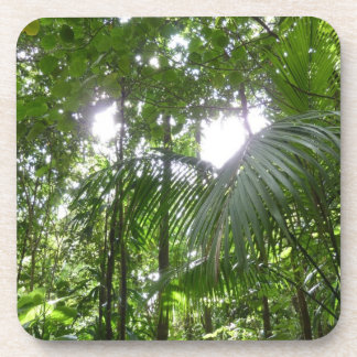 Posavasos Luz solar a través de la selva tropical con cubier
