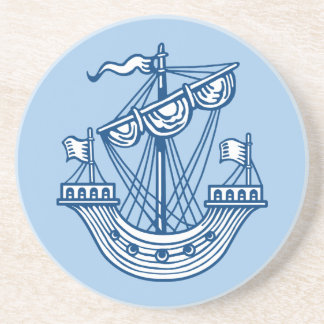 Posavasos Lymphad (Barco heráldico) - Azul estilo índigo