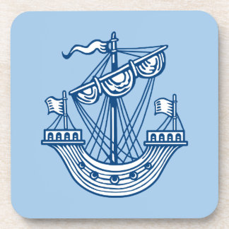 Posavasos Lymphad (Barco heráldico) - Azul estilo índigo