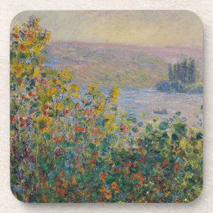 Posavasos Macizos de flores en Vétheuil, paisaje impresionis