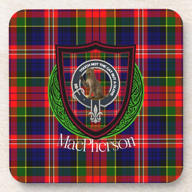 Posavasos MacPherson Scottish Clan Tartan & Crest (Frente)