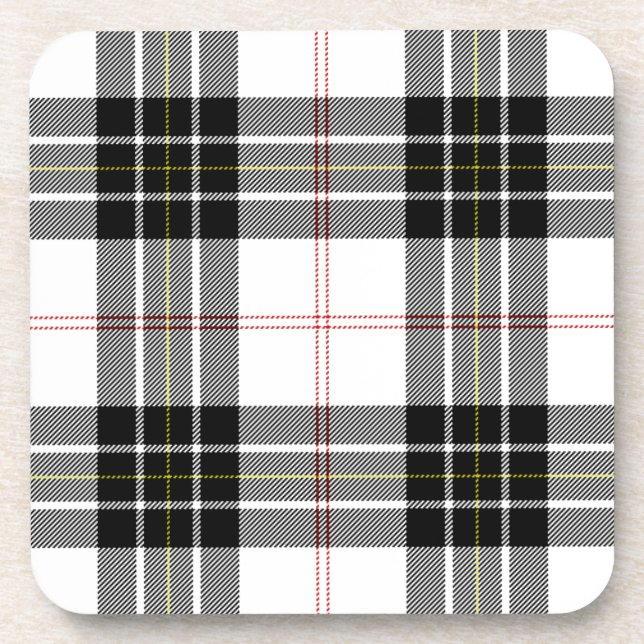 Posavasos MacPherson tartan blanco negro plaid (Frente)